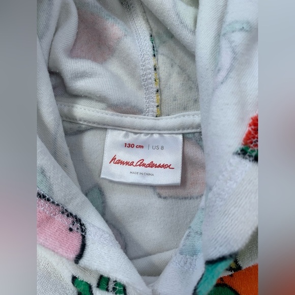 Hanna Andersson Size 130, 8, Fruit Print Toweling Hoodie Swim Cover Up - Picture 3 of 7